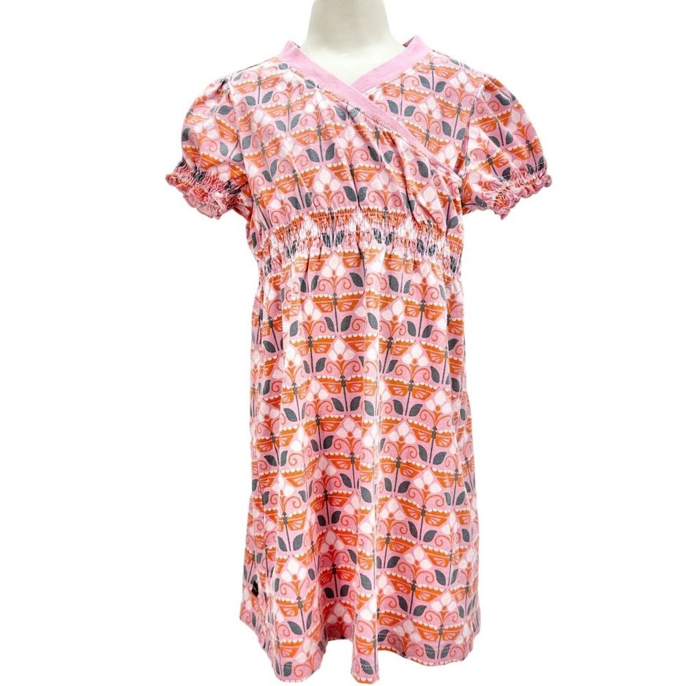 Tea Child's Dress Size 6 Pink Orange Short Sleeve Pullover Dress